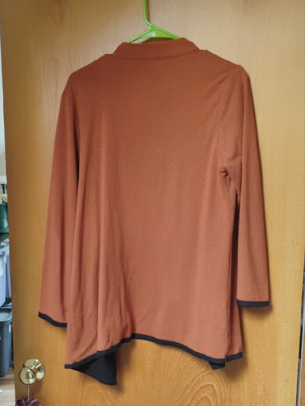 Open-Front Cardigan Sweater - Rust/Black - Picture 5 of 5